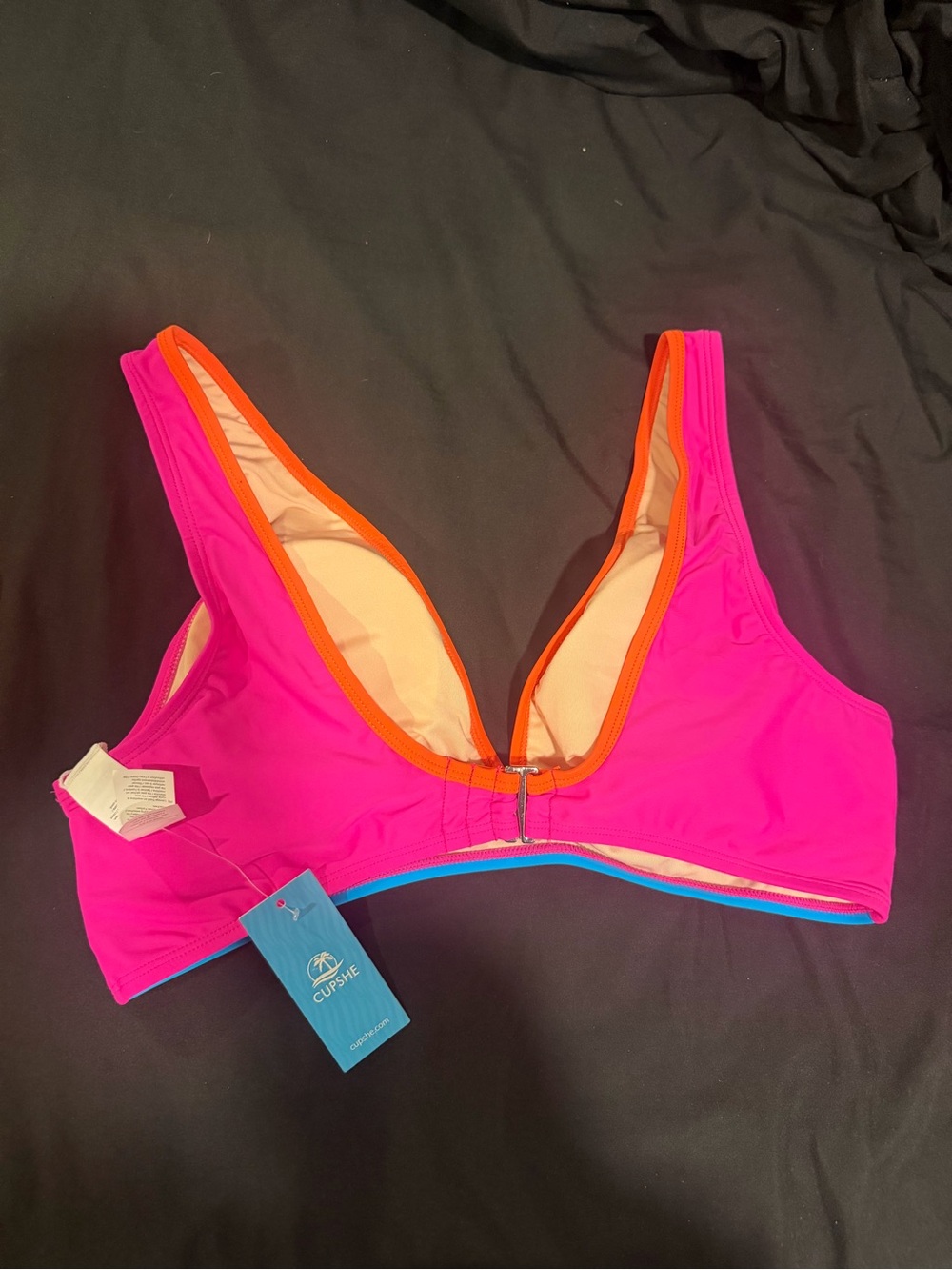 Cupshe Neon Colorblock Bikini Top and High Waisted Bottoms Size L NWT - Picture 8 of 11